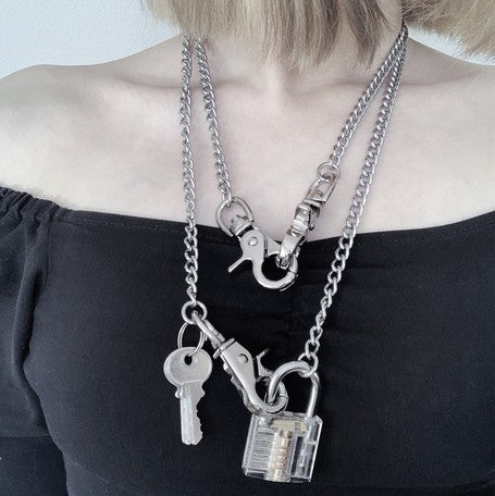促銷 |Stainless Necklace | Clear Padlock