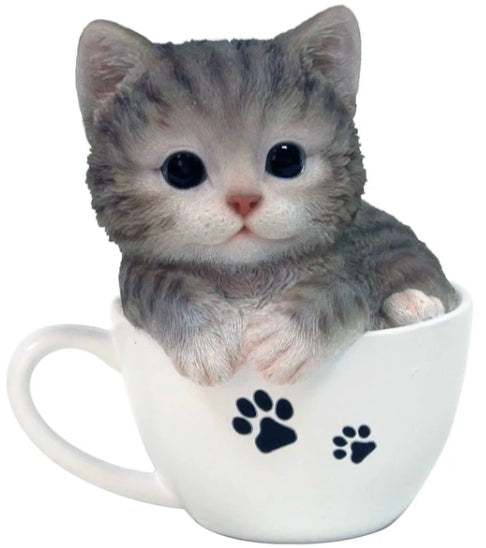 Children Ornament | Gray Kitty with Cup | 正價