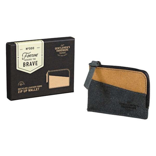 促銷 | Zip Up Wallet Recycled Leather Black & Tan