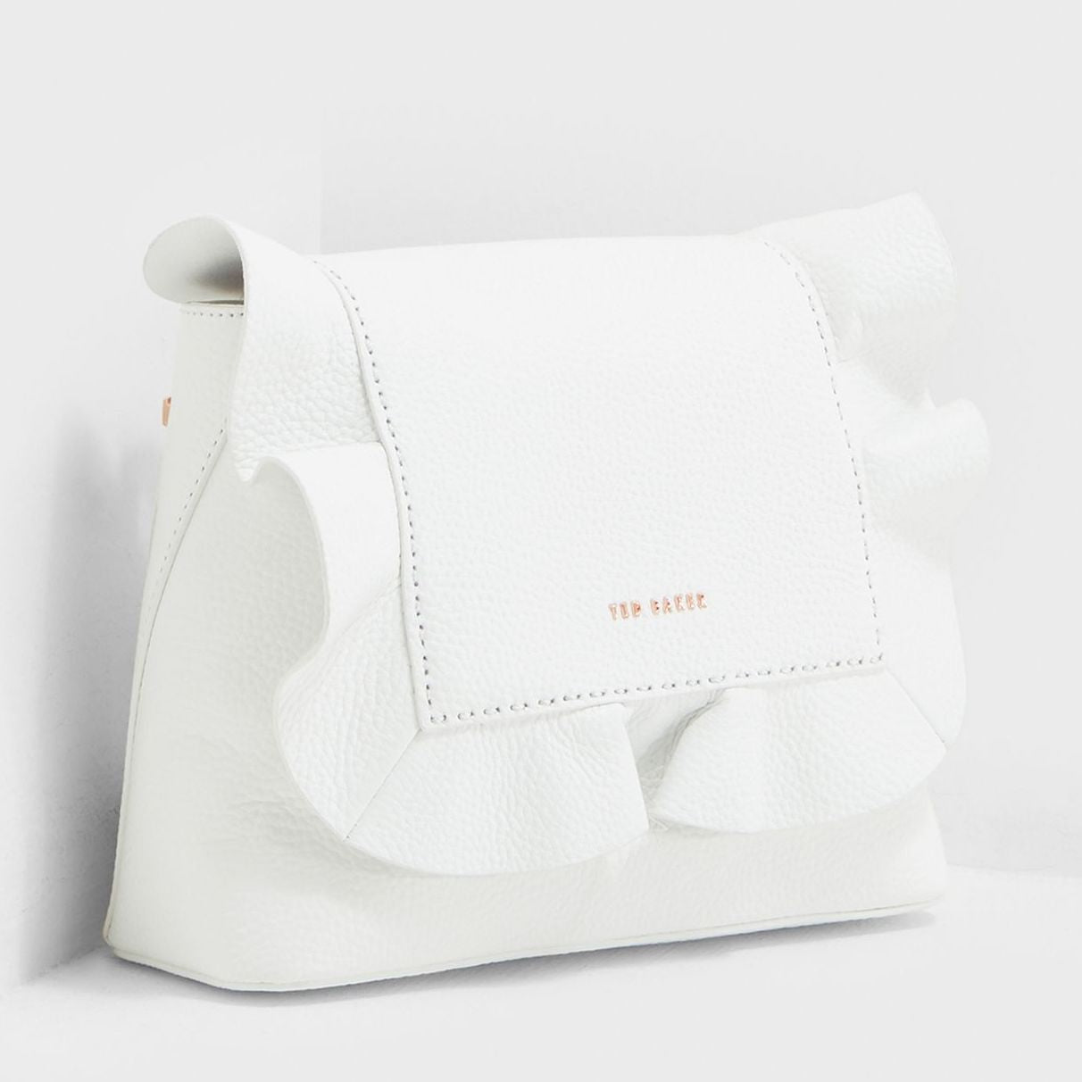 Rammira Leather Ruffle Backpack | White (4676026269770)