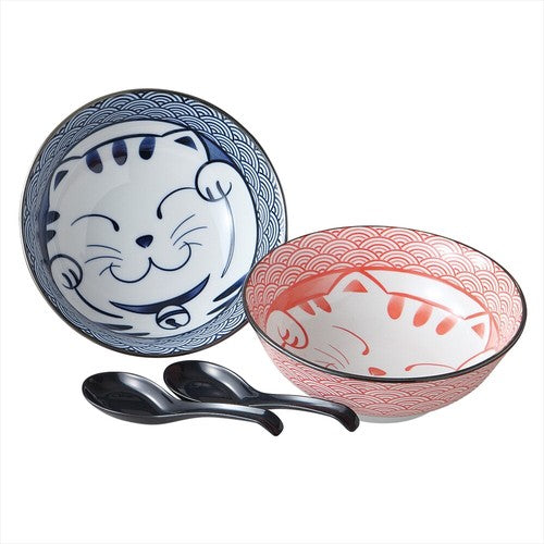 Mino Ware | Noodle Bowl Pair | Aomi Cat | 正價