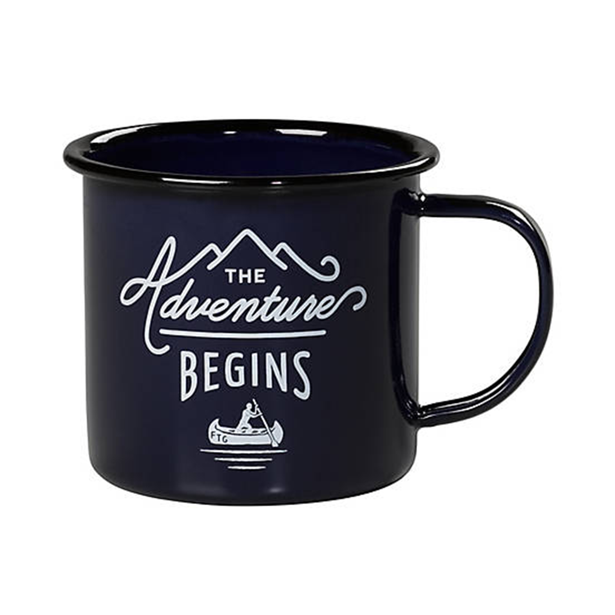 Enamel Mug Blue Body Black Rim