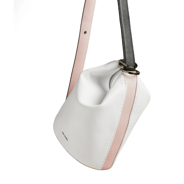 Endora Chain Zip Bucket Bag White