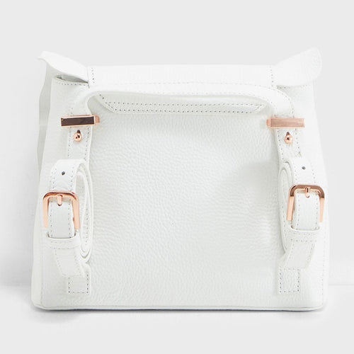 Rammira Leather Ruffle Backpack | White (4676026269770)