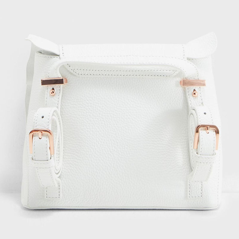 Rammira Leather Ruffle Backpack | White (4676026269770)