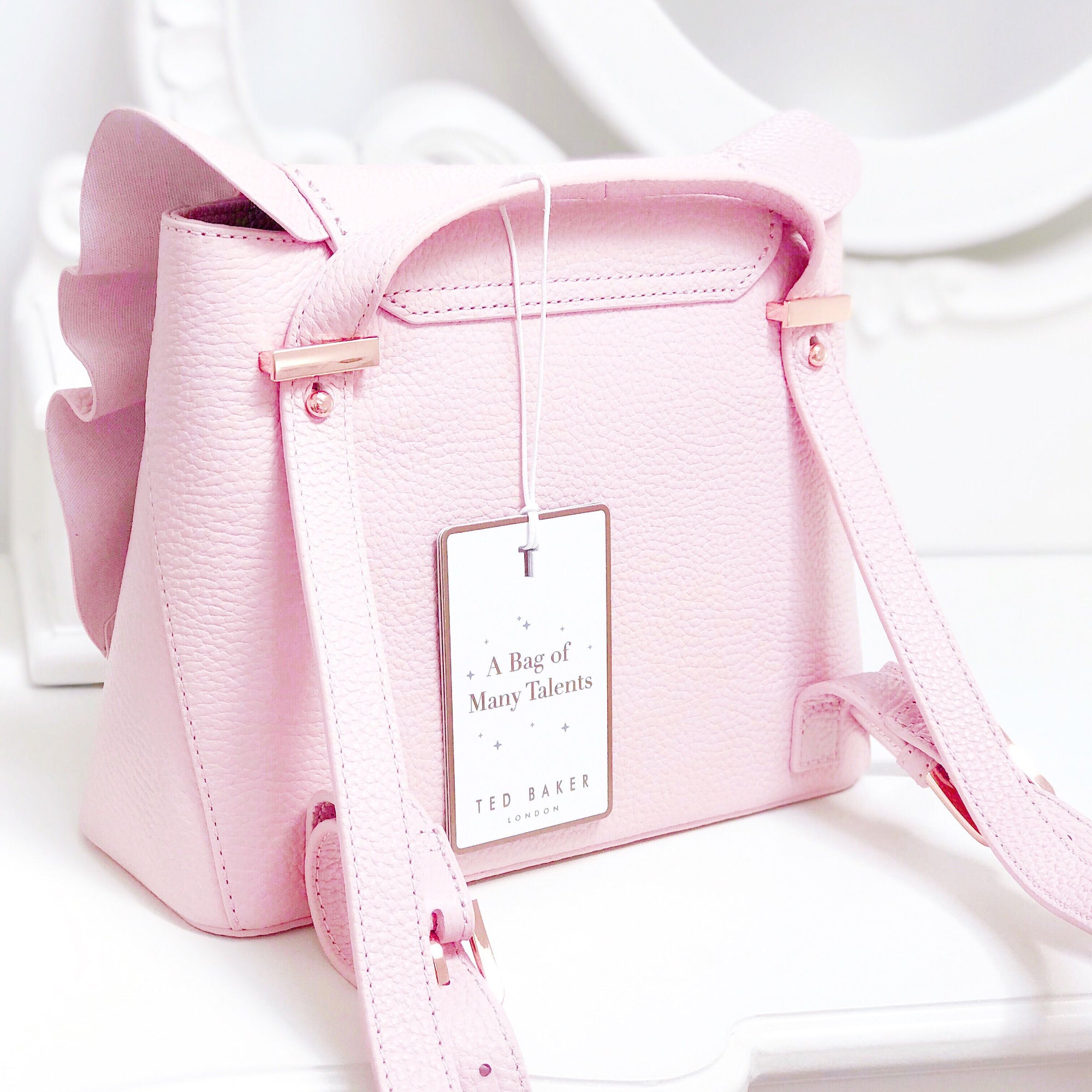 Rammira Leather Ruffle Backpack | Light Pink (4676018667594)