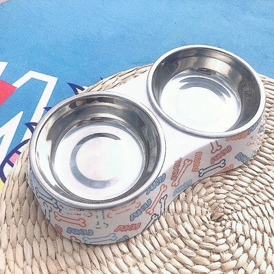 Pet Stainless Double Bowl | White | 正價