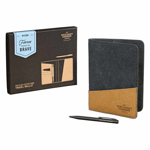 Travel Wallet Recycled Leather Black & Tan (1613068402722)