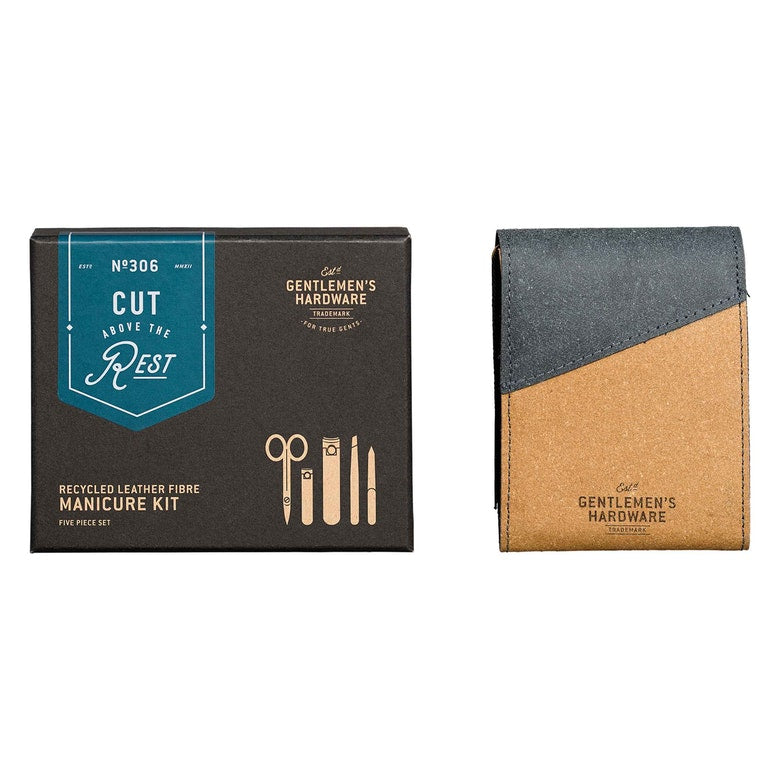 Manicure Kit Recycled Leather Black & Tan (1613070368802)