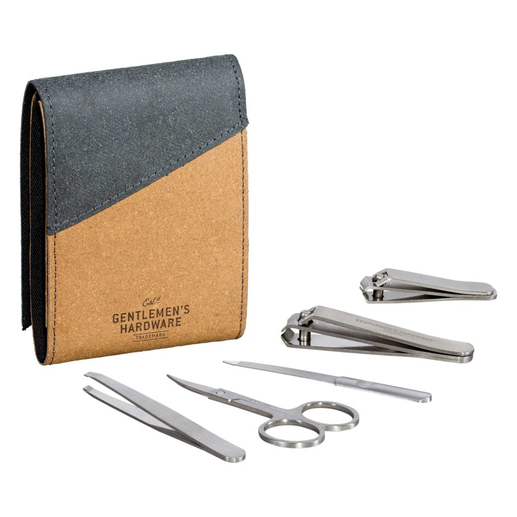 Manicure Kit Recycled Leather Black & Tan (1613070368802)