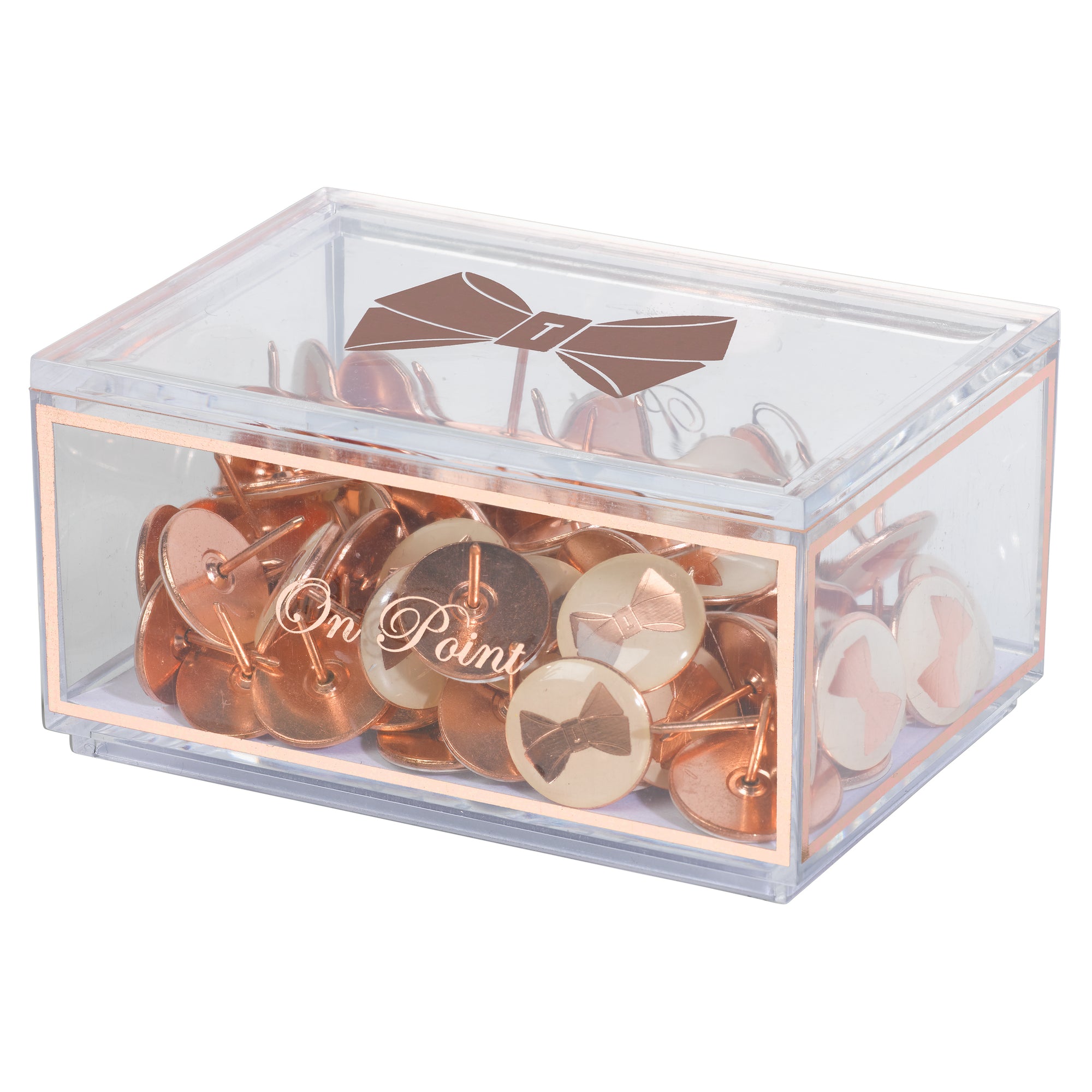 Rose Gold Bow Push Pins (197172658187)