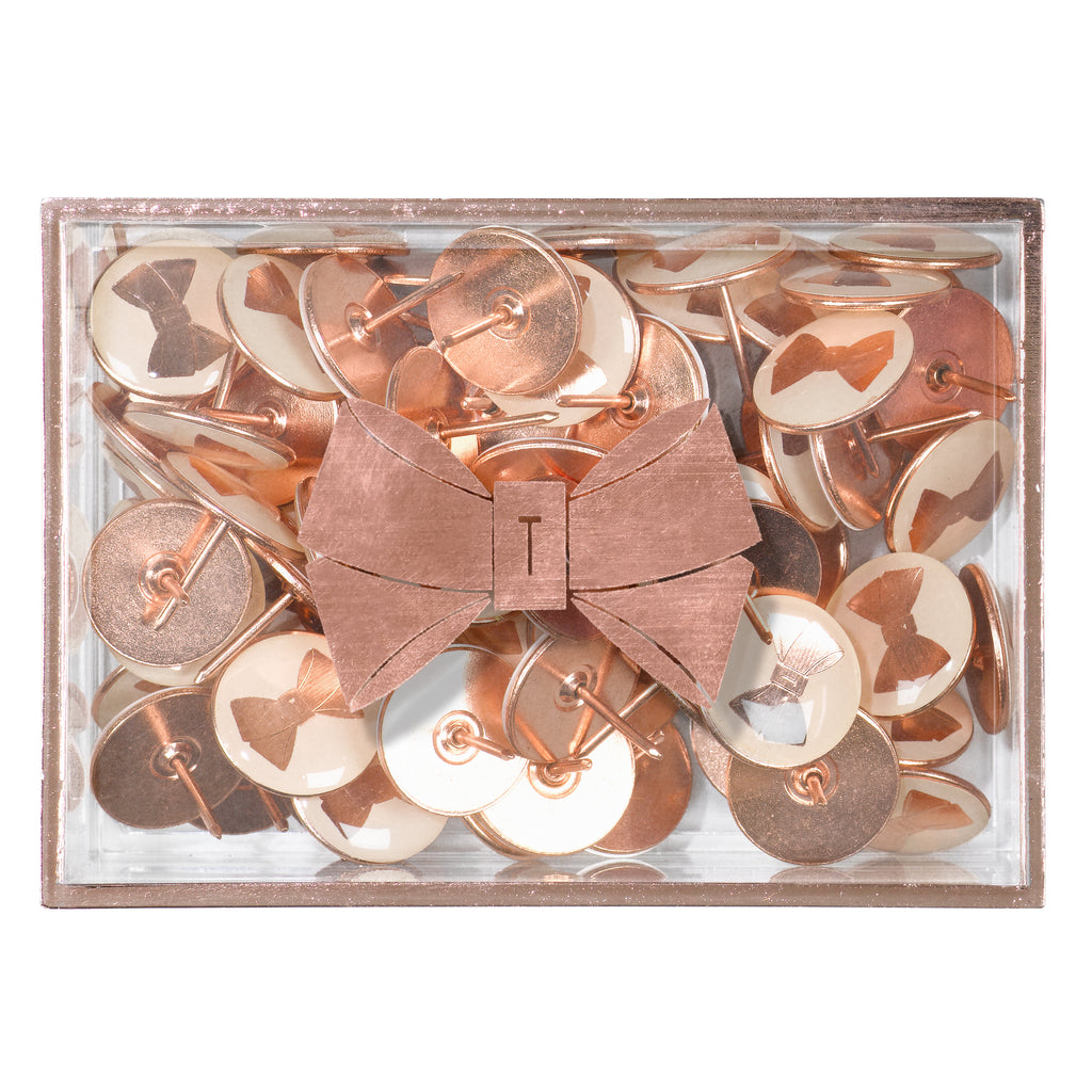 Rose Gold Bow Push Pins (197172658187)