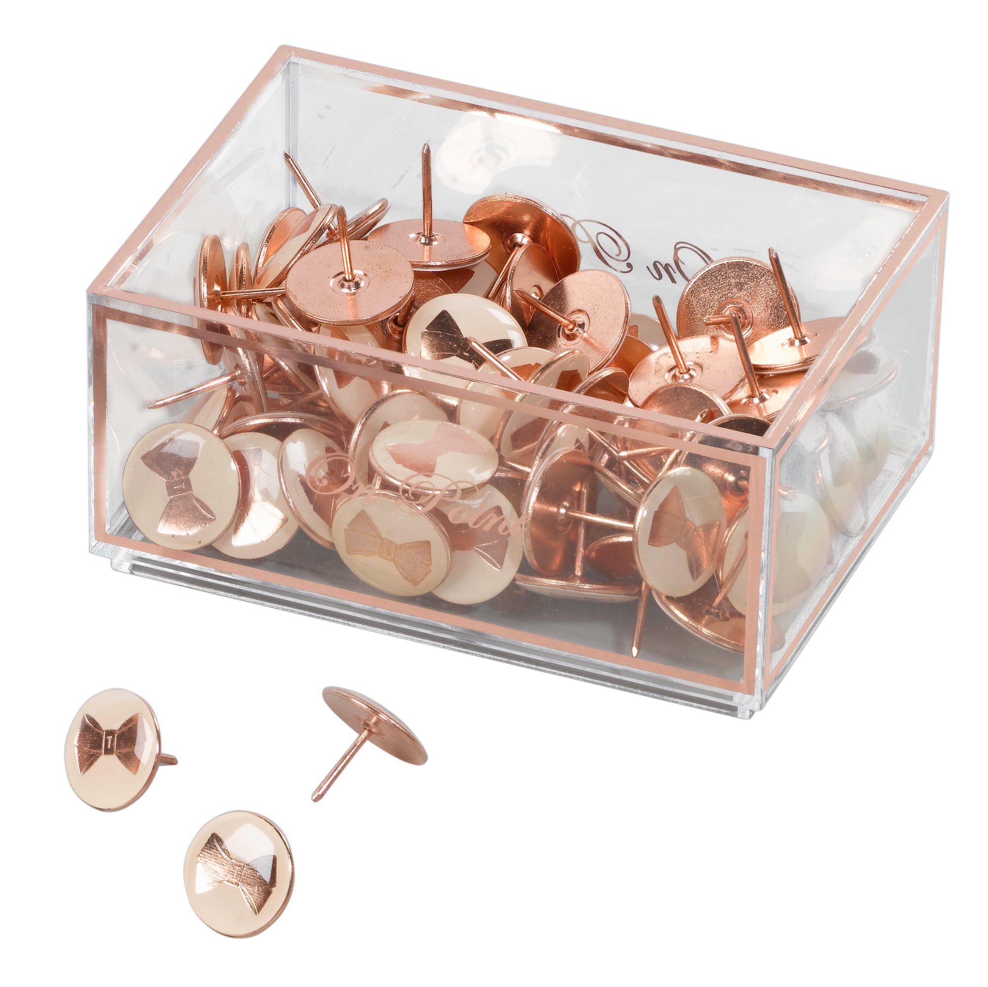 Rose Gold Bow Push Pins (197172658187)