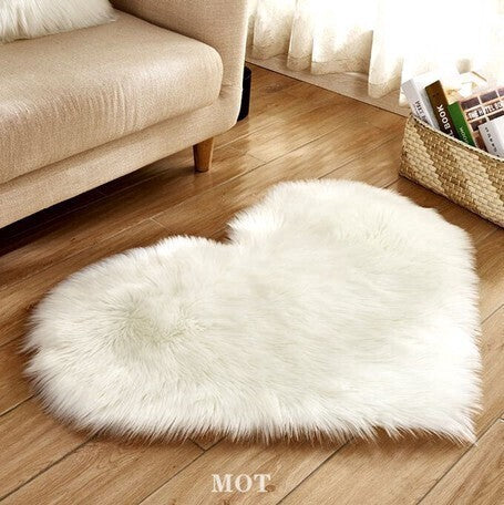 Washable Floor Carpet  | Heart | White