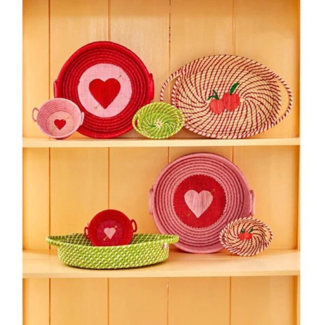 Oval Basket | Heart Pink & Red | 2Pcs Set