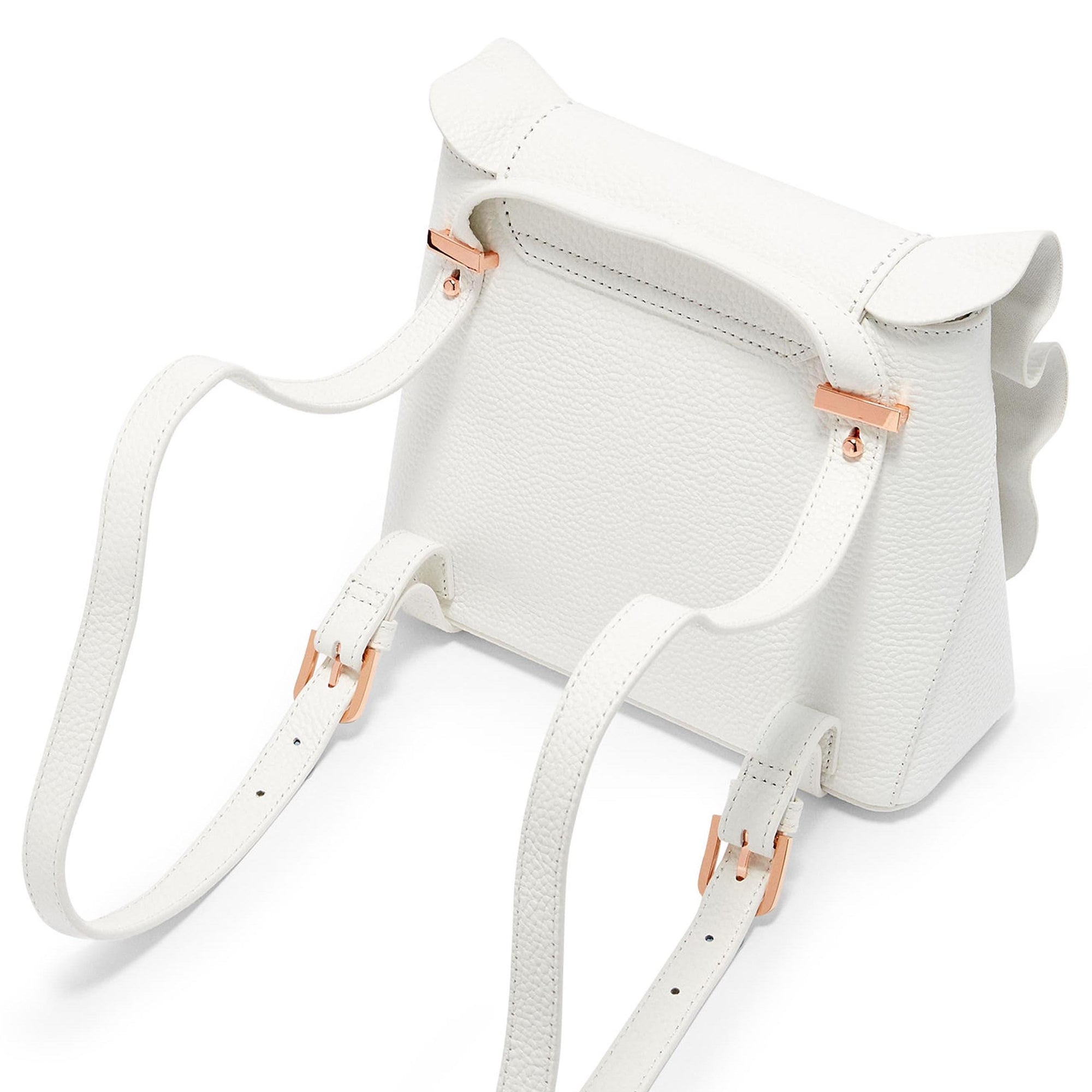 Rammira Leather Ruffle Backpack | White (4676026269770)